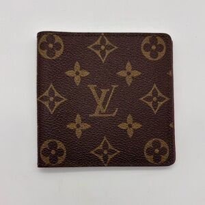 Louis Vuitton Monogram Bi-Fold Wallet Brown Canvas Leather Authentic